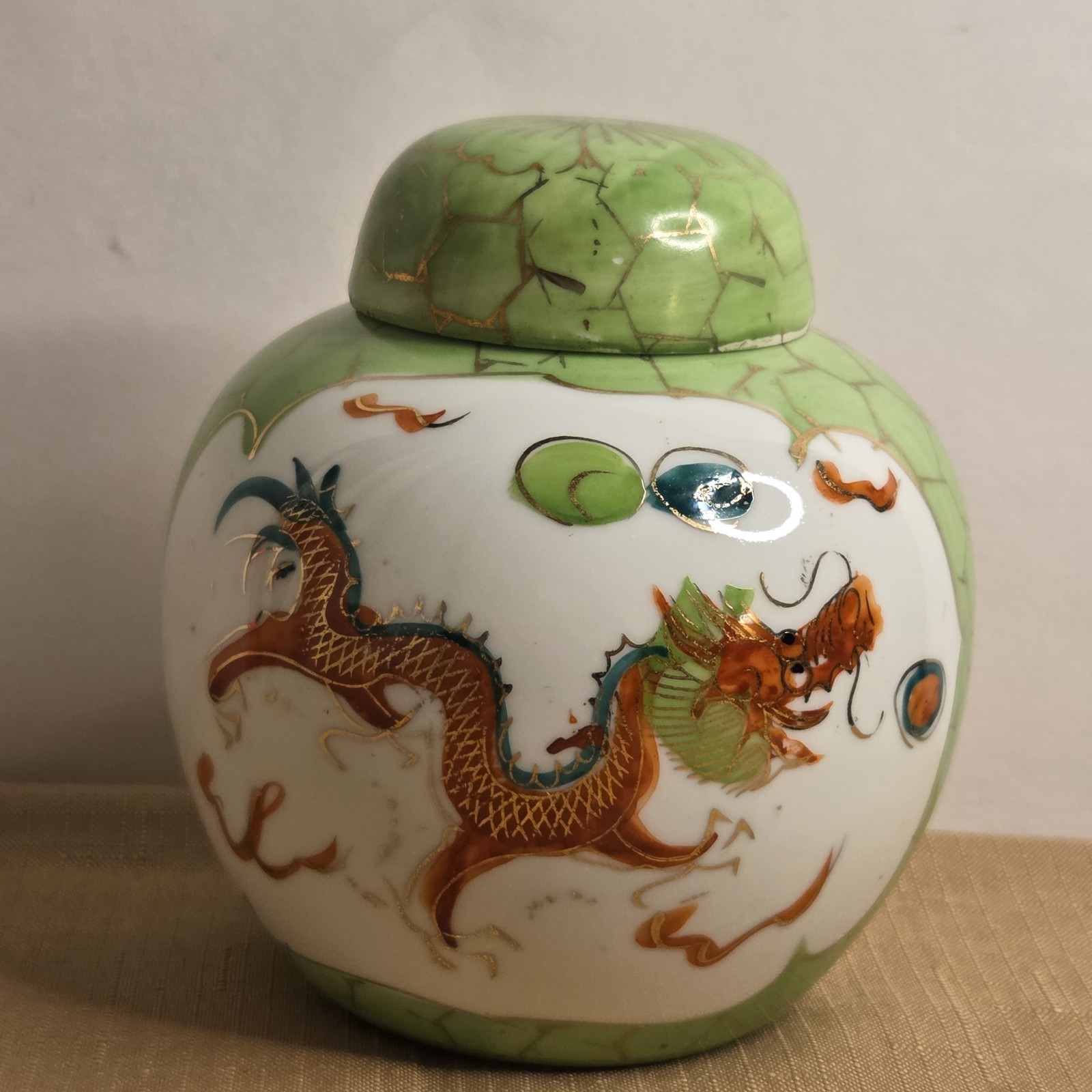 Coll/VTG: 1950s Rare Vibrant Handpainted Chinese Dragon and Phoenix Ginger Jar Coll/VTG: 1950s Rare Vibrant Handpainted Chinese Dragon and Phoenix Ginger Jar