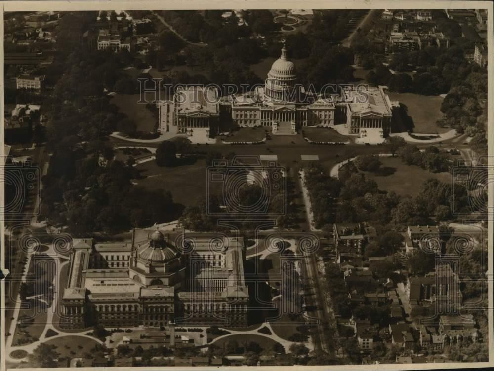 Press Photo Aerial View Of U.S. Capitol, Library Of Congress, Washington, D.C.