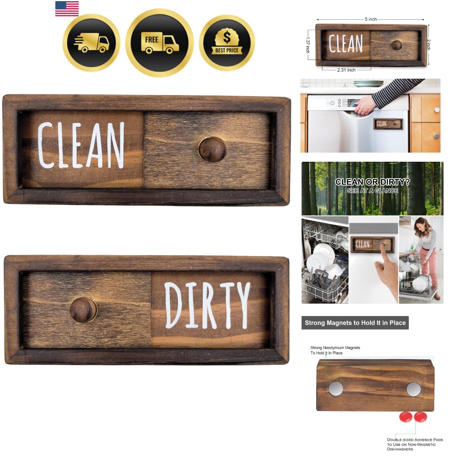 Dishwasher Magnet Clean Dirty Sign Farmhouse Rustic Wood Kitchen Accessory Dishwasher Magnet Clean Dirty Sign Farmhouse Rustic Wood Kitchen Accessory