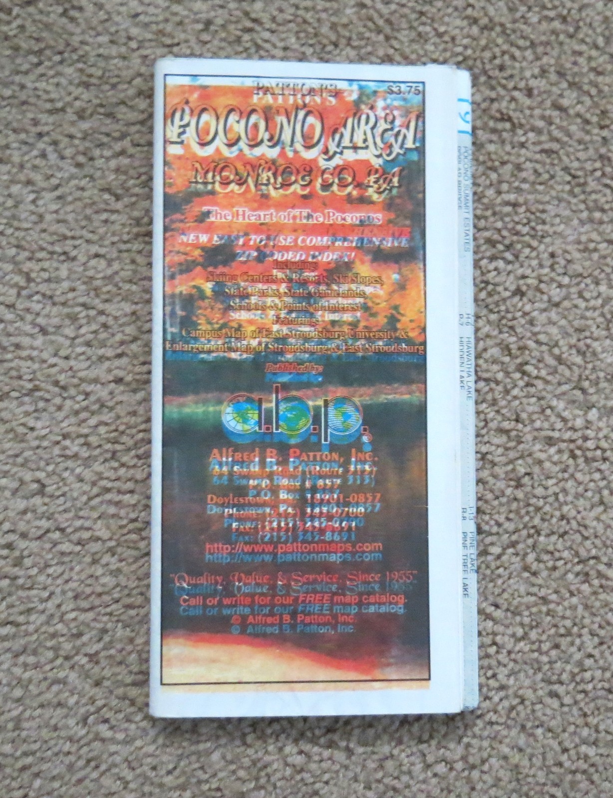 Vintage 1998 Pocono Area Monroe County, PA Road Map