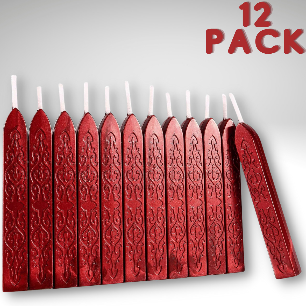 Mornajina 12 Pieces Metalic Red Sealing Wax Stick for Sealing with Wicks