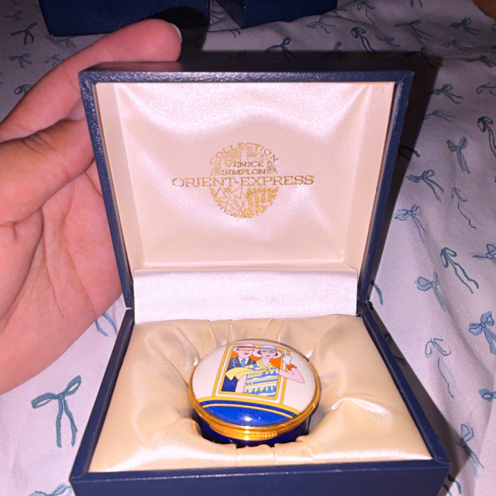Venice Simplon-Orient-Express Handmade Blue Enamel Trinket Box + Box