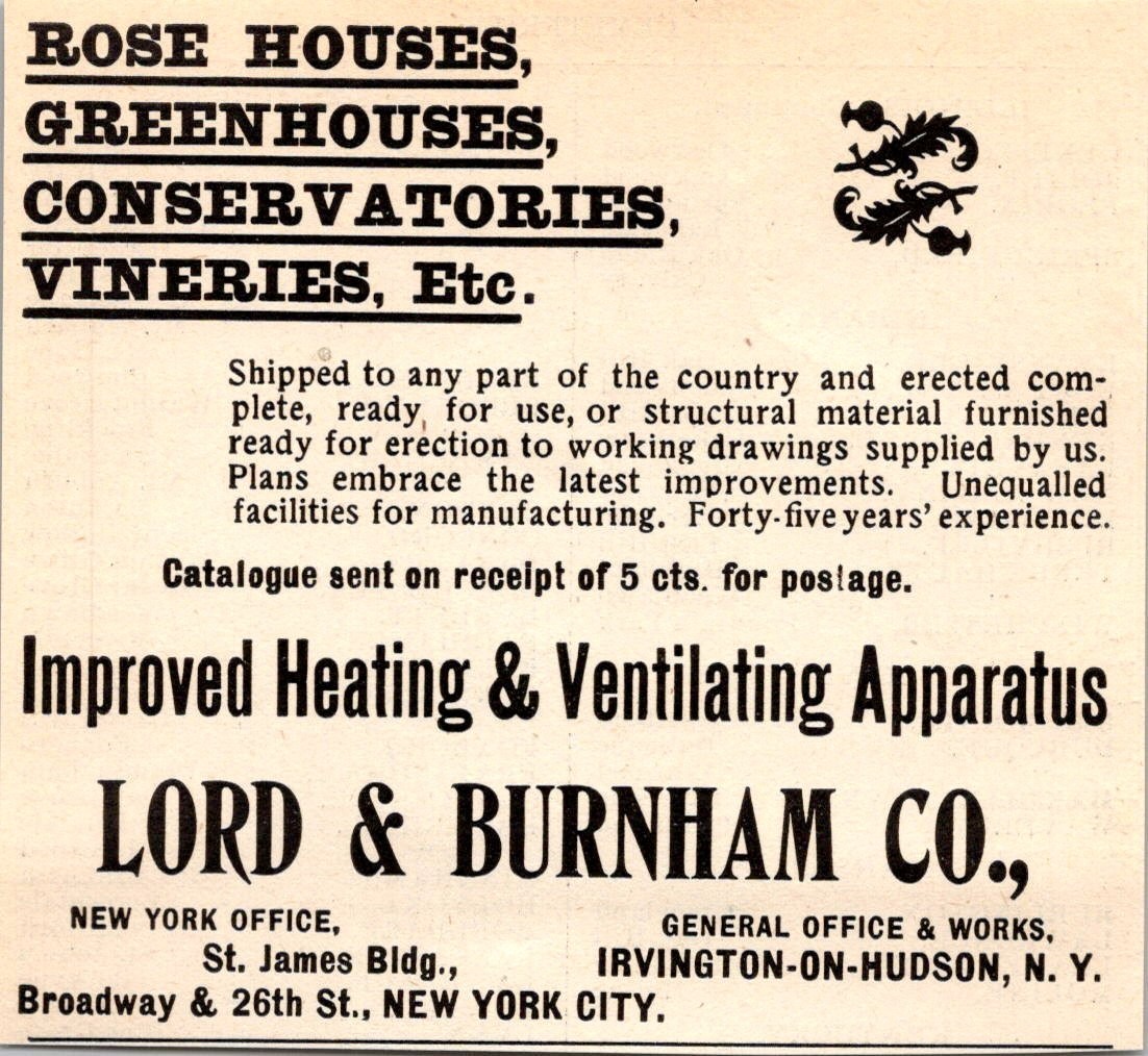 Lord & Burnham Co. New York NY 1902 Ad 4AK8-M33
