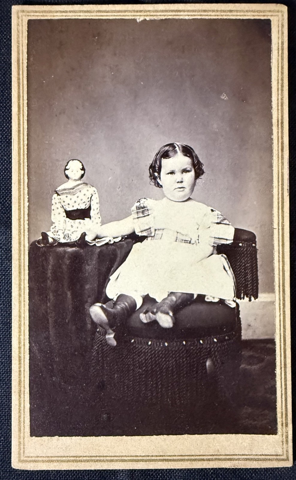 Civil War-era CDV of a little girl with her doll by Bronks, Ballston Spa, N.Y. Civil War-era CDV of a little girl with her doll by Bronks, Ballston Spa, N.Y.