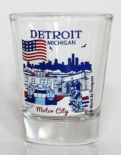 DETROIT MICHIGAN GREAT AMERICAN CITIES COLLECTION SHOT GLASS SHOTGLASS