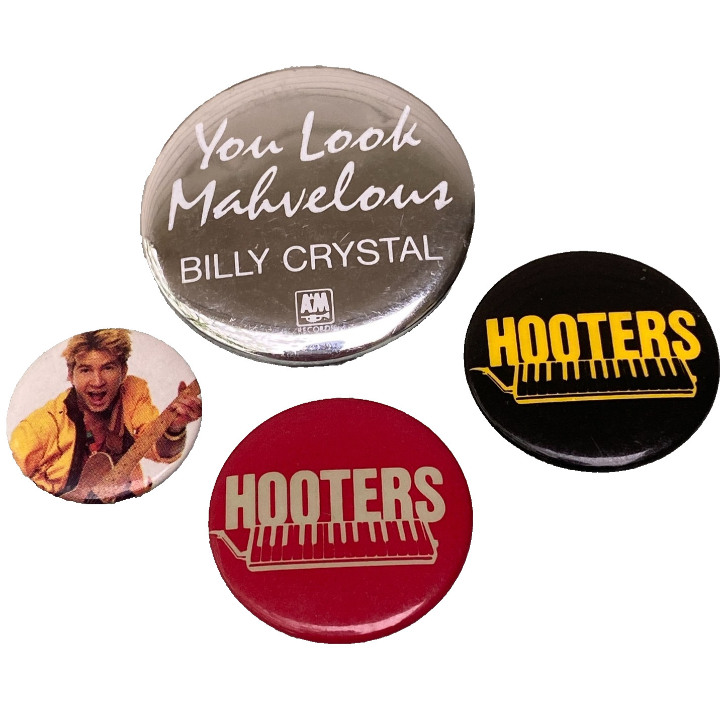 Vintage 1980’s Pinback Button Lot Billy Crystal Hooters Band Joe King Carrasco 1