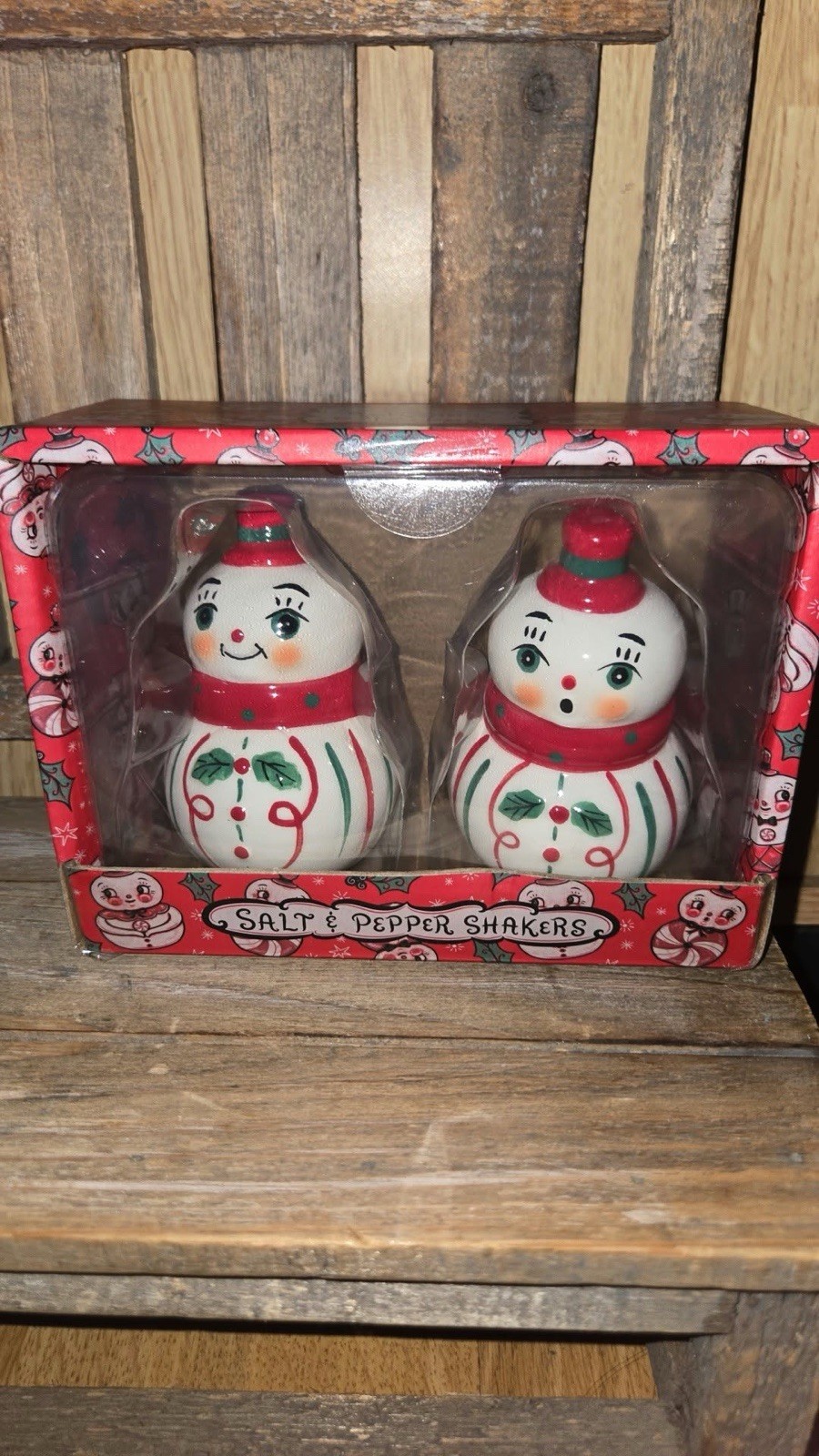 New Release Johanna Parker Christmas Snowman Shakers Set of 2 Vintage Style