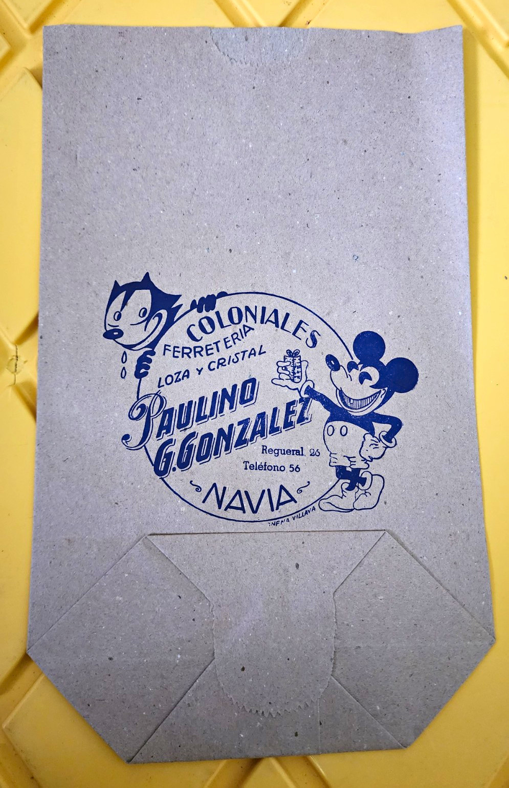 Vintage 1940s Spanish Mickey Mouse & Felix The Cat Paper Bag Navia Ephemera NOS