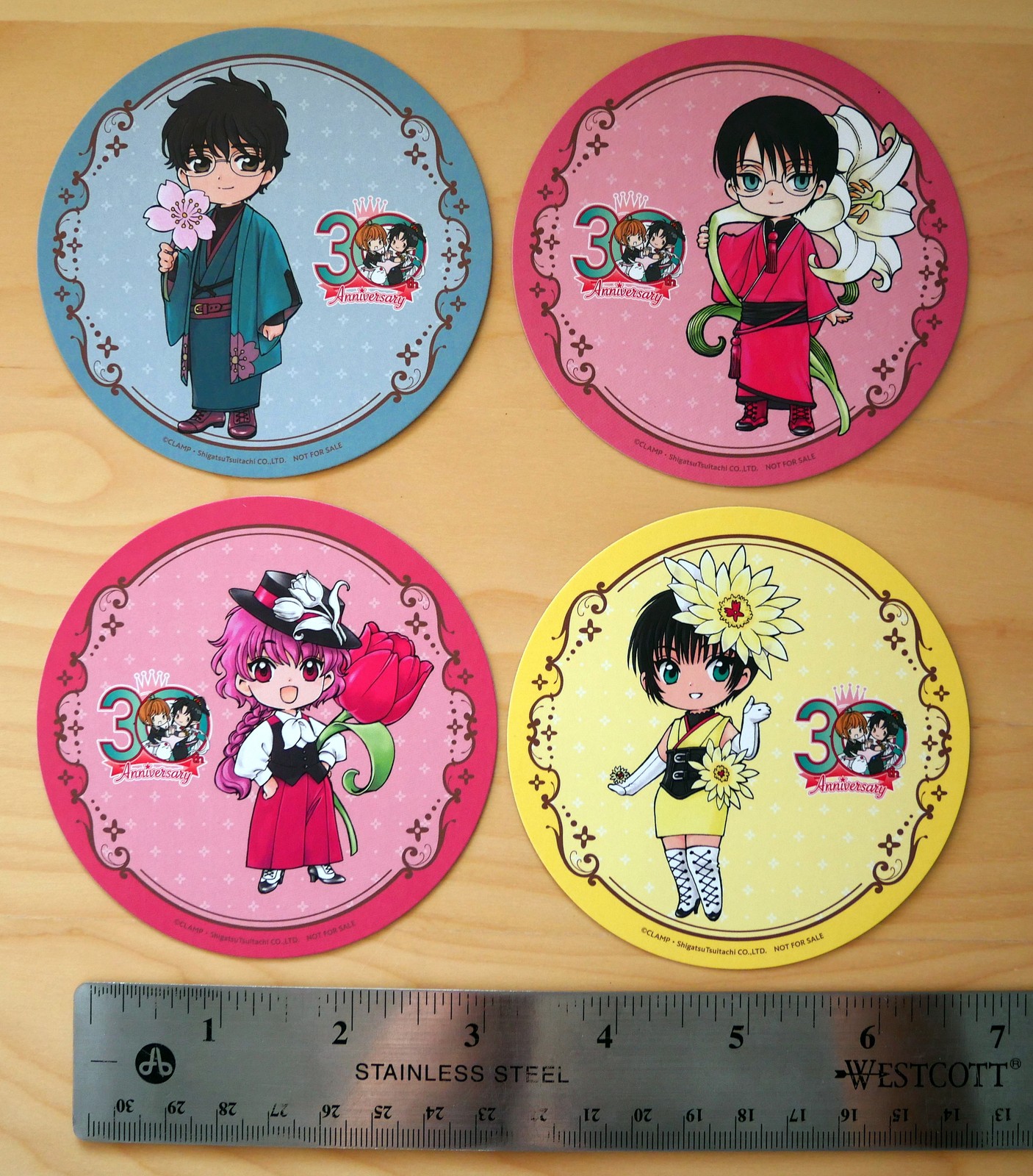 CLAMP 30th Anniversary Animate Cafe Coaster Set Hikaru Watanuki Tokyo Babylon x4