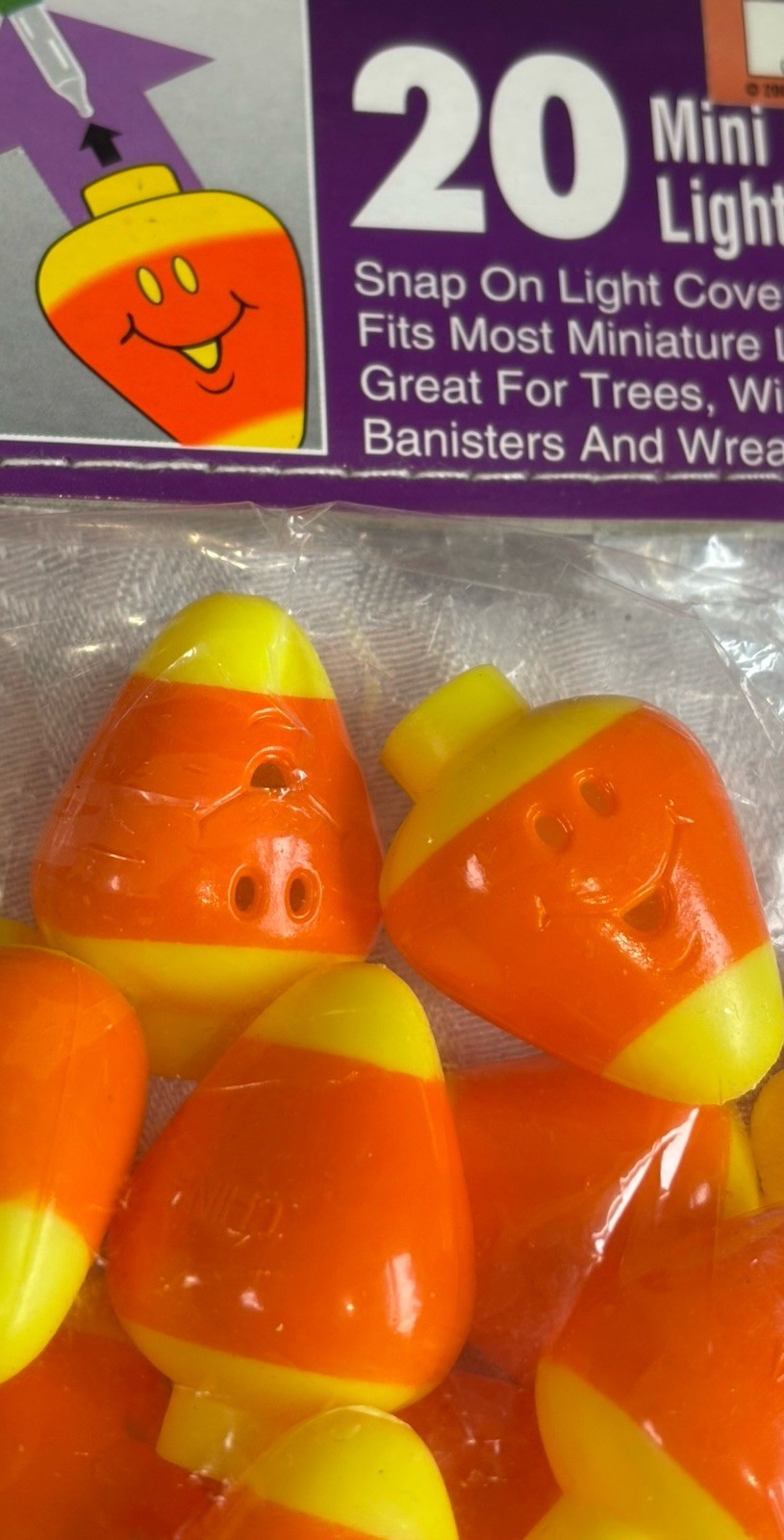 Vintage Tony Toys Halloween Candy Corn Light Covers Only NOS Y2K Snap On Smiley
