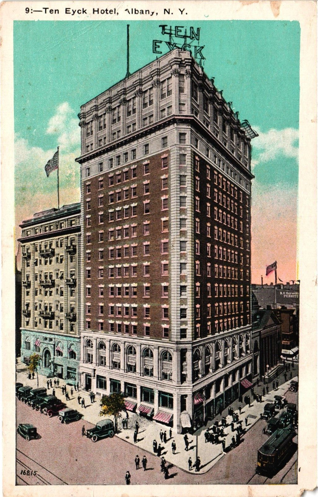 Ten Eyck Hotel Albany New York NY Street View c1920 Vintage Postcard Ten Eyck Hotel Albany New York NY Street View c1920 Vintage Postcard