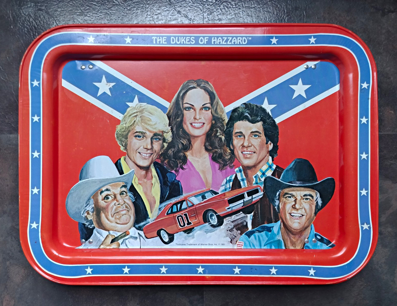 Vintage Dukes Of Hazard TV Snack Tray with Folding Legs 1981