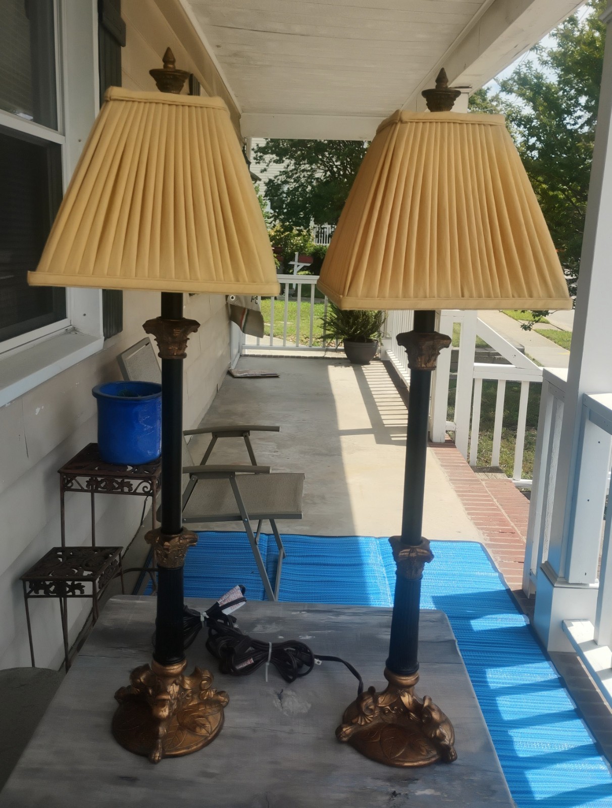 VTG Neoclassical Candlestick Buffet Table Lamps Pair 32