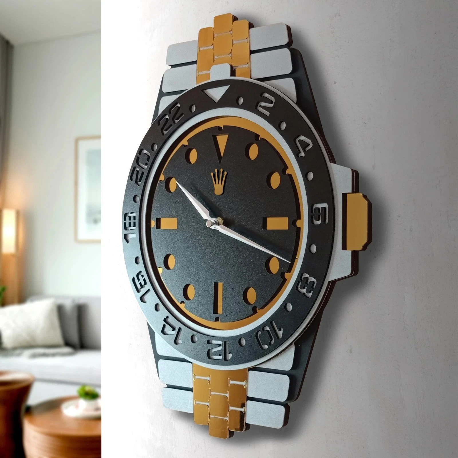 Luxury Chronograph Style Handmade Wall Clock, Wrist Watch Inspired Design, La... Luxury Chronograph Style Handmade Wall Clock, Wrist Watch Inspired Design, La...