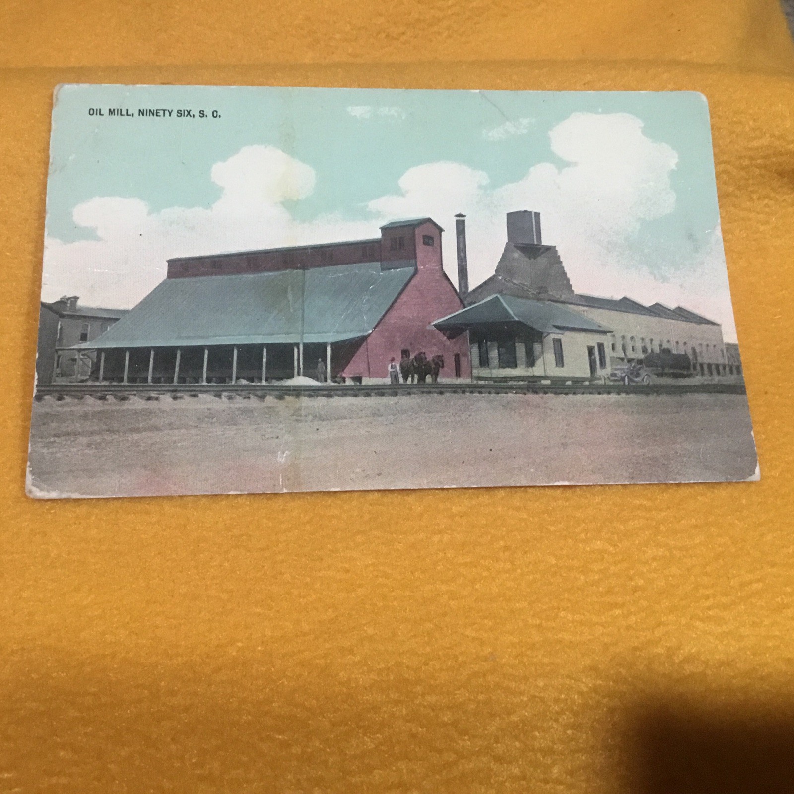 ca1910 Ninety Six SC Postcard Oil Mill South Carolina Railroad Depot View