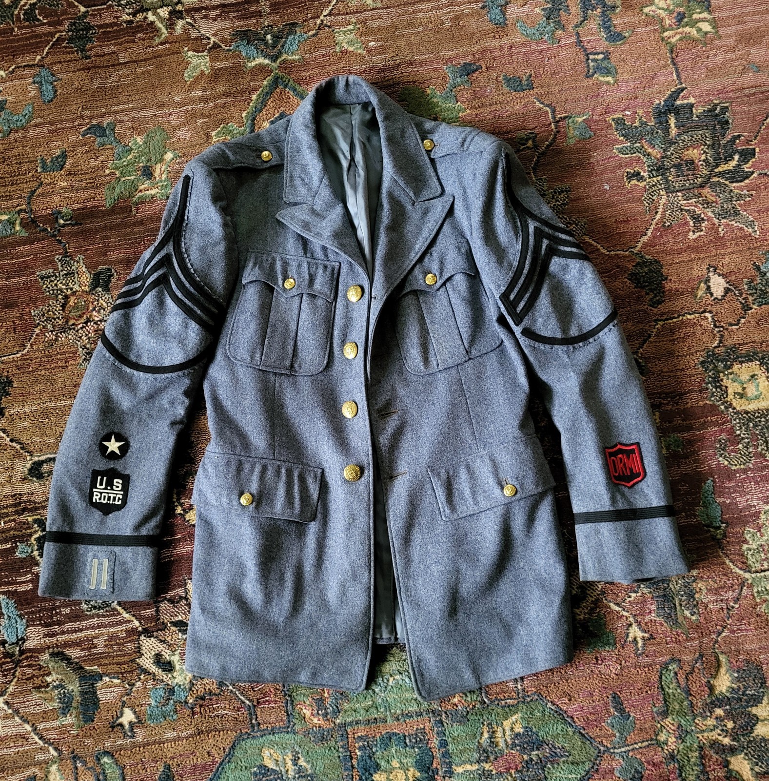 Vtg Oak Ridge Military Institute Button ORMI Academy Uniform Jacket ROTC Size 36
