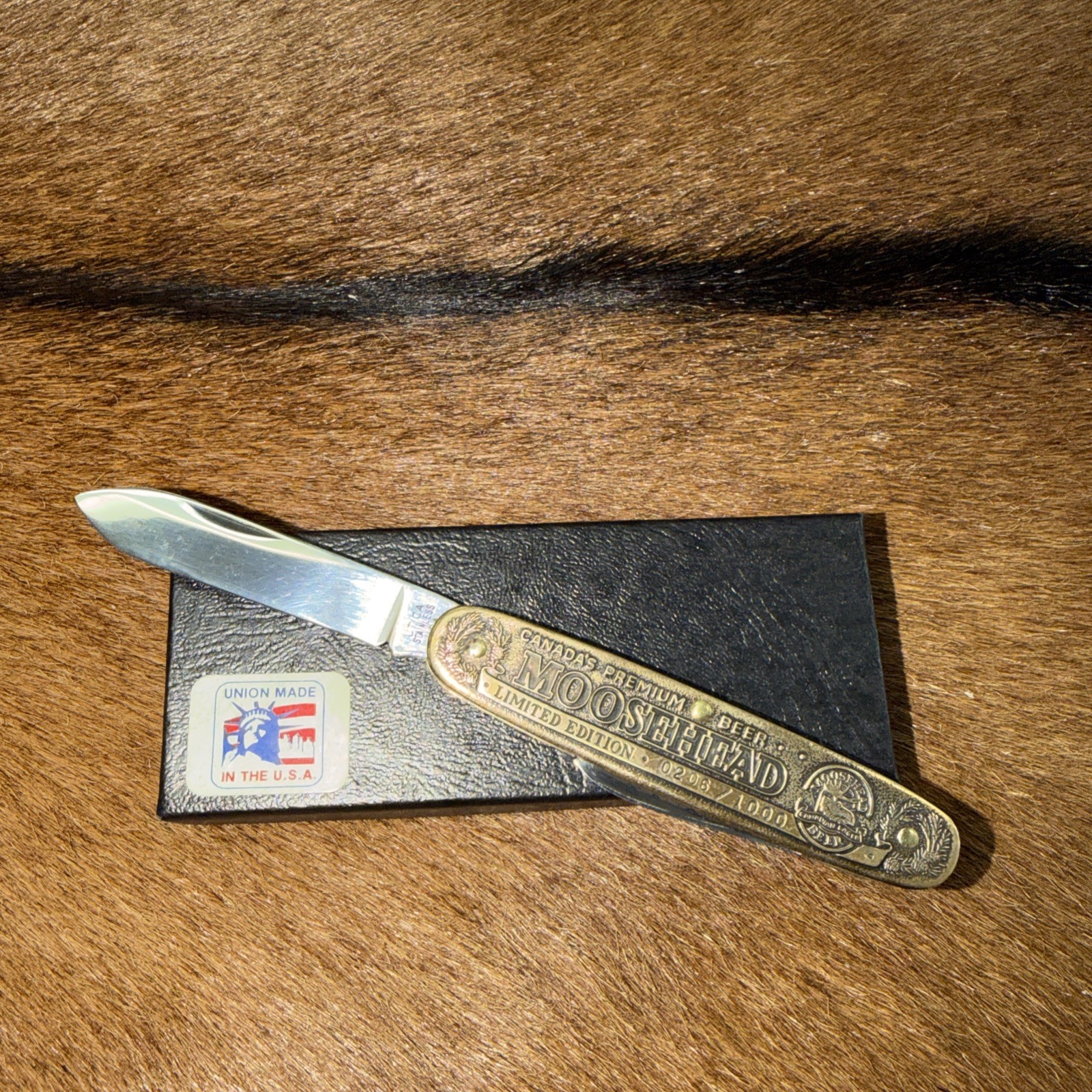 Vintage MOOSEHEAD BEER UTICA 2 BLADE KNIFE LTD Edition 0208/1000 Union Made USA Vintage MOOSEHEAD BEER UTICA 2 BLADE KNIFE LTD Edition 0208/1000 Union Made USA