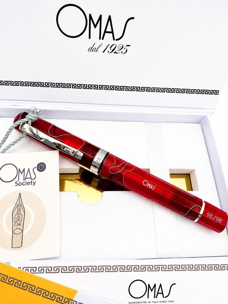 OMAS RED FANTASY ACR  Grand Paragon ( 15 cm long)  Roller Chrome Trim N 88 of 98