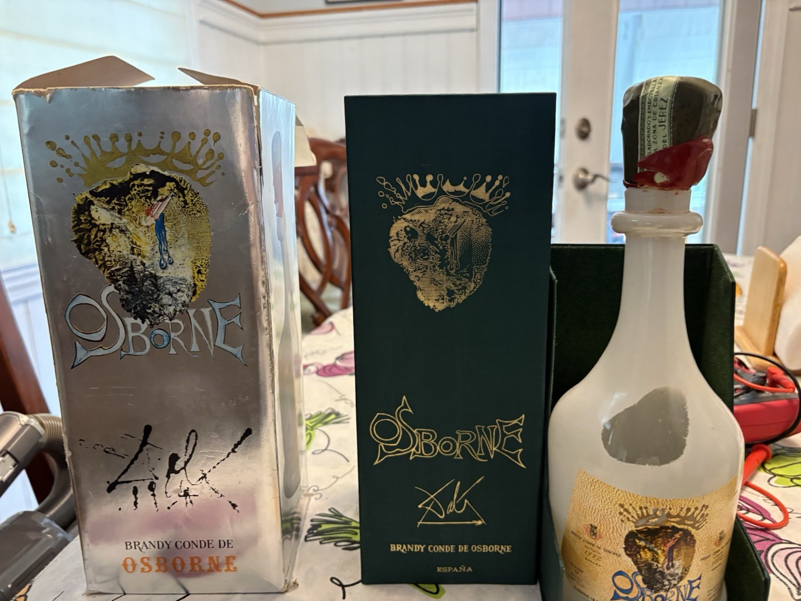 Vintage Dali Osborne Brandy Empty Bottle With Case