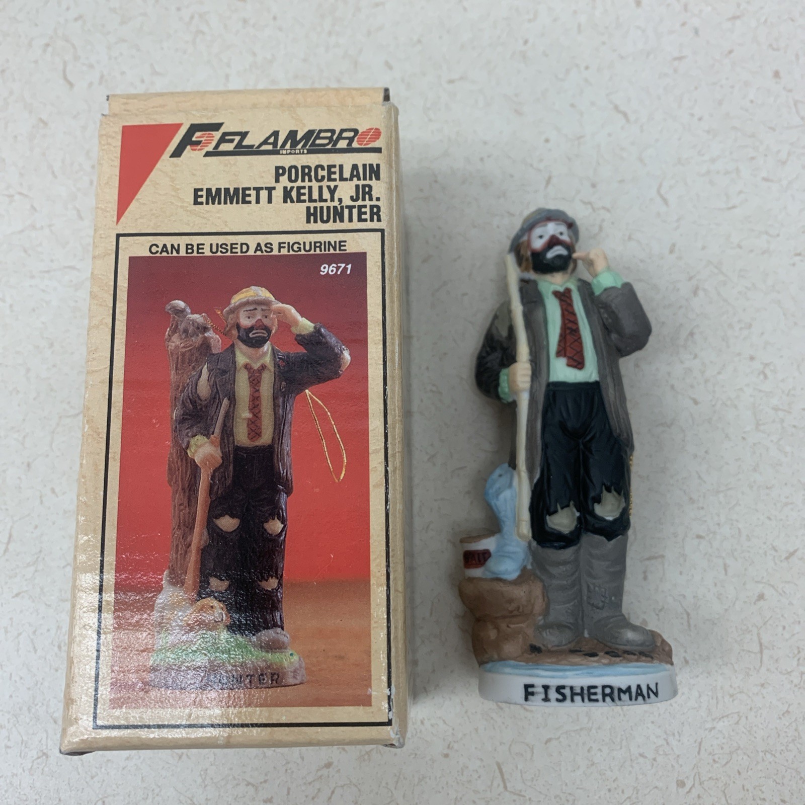 Vintage Flambro Emmett Kelly Jr Sad Hobo Clown The Fisherman Box 9671 Christmas Vintage Flambro Emmett Kelly Jr Sad Hobo Clown The Fisherman Box 9671 Christmas