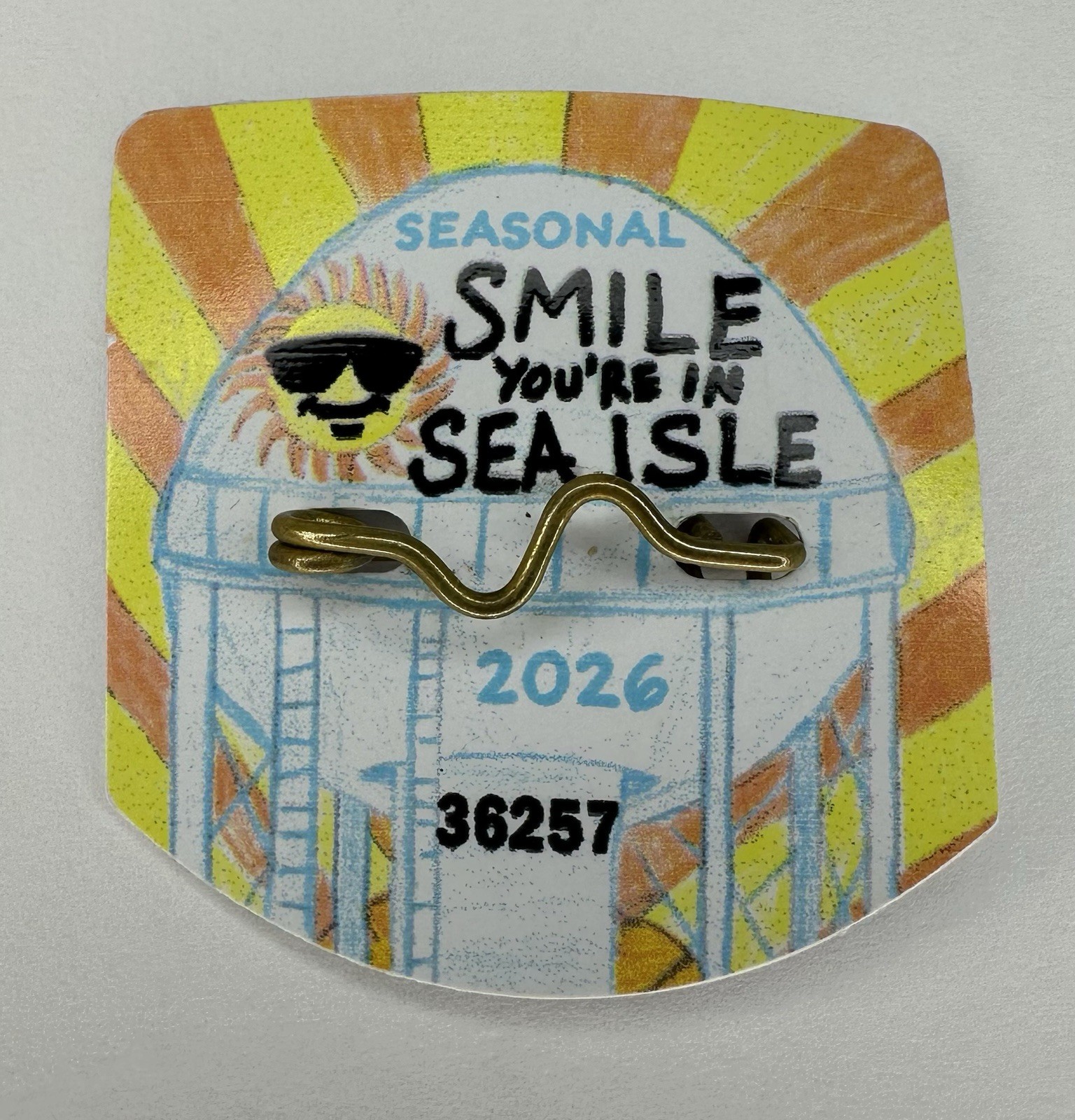 Sea Isle City New Jersey 2026 Seasonal Beach Tag 36257 Water Tower Sun