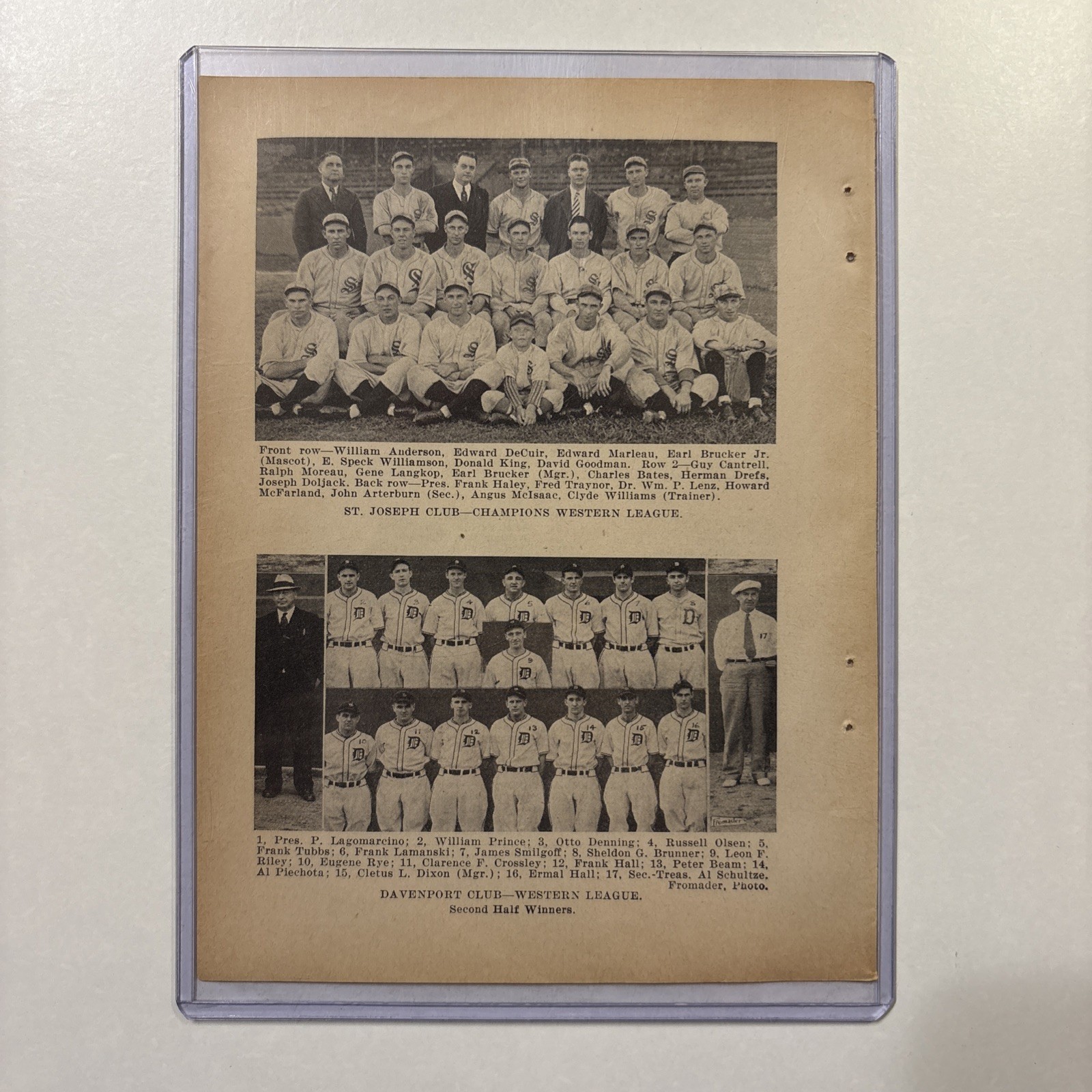1934 St. Joseph MO & Davenport IA Baseball Team Picture Rare Vintage Antique