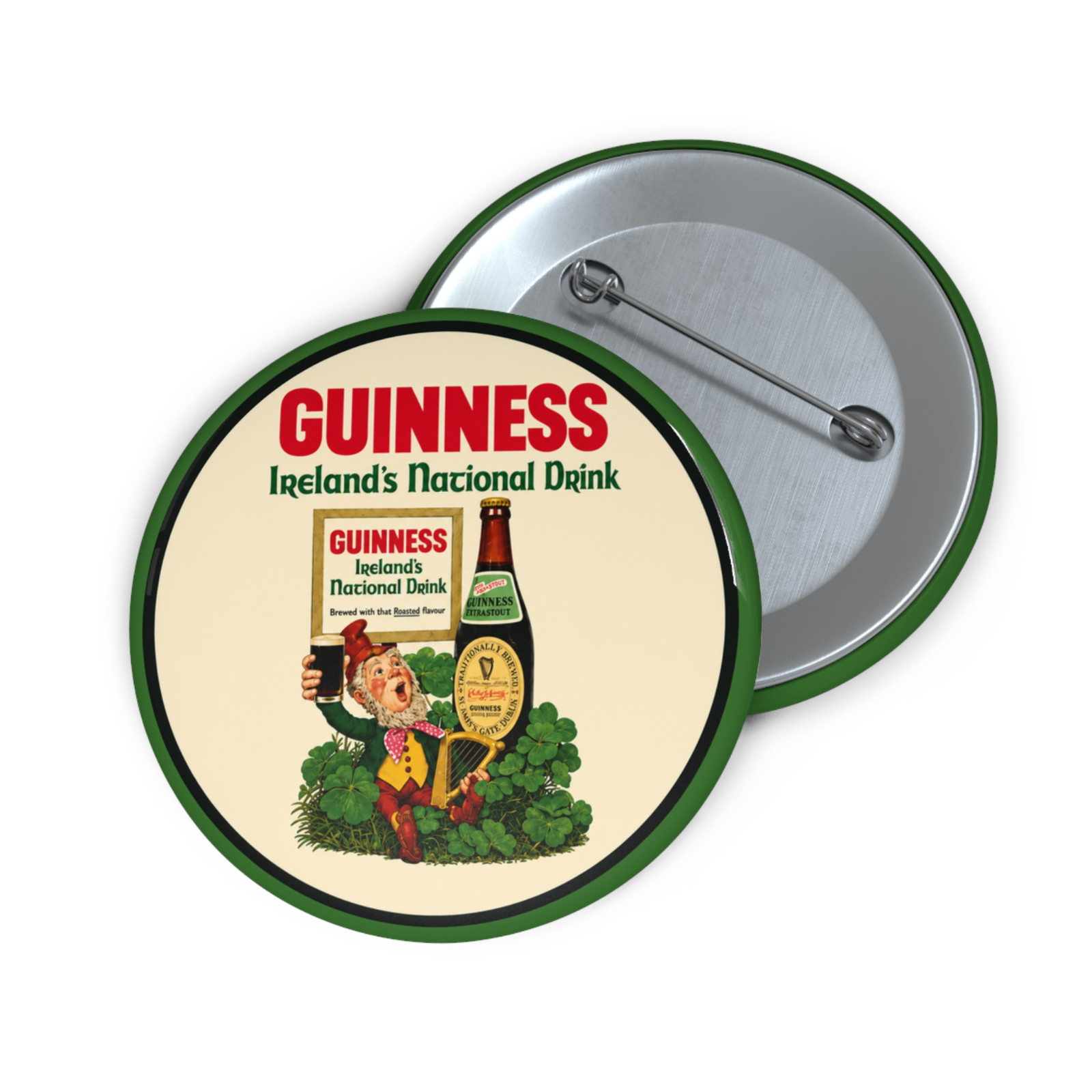 Guinness Ireland\'s National Drink Extra Stout Pin Retro Beer Pinback Button 2.25 Guinness Ireland\'s National Drink Extra Stout Pin Retro Beer Pinback Button 2.25