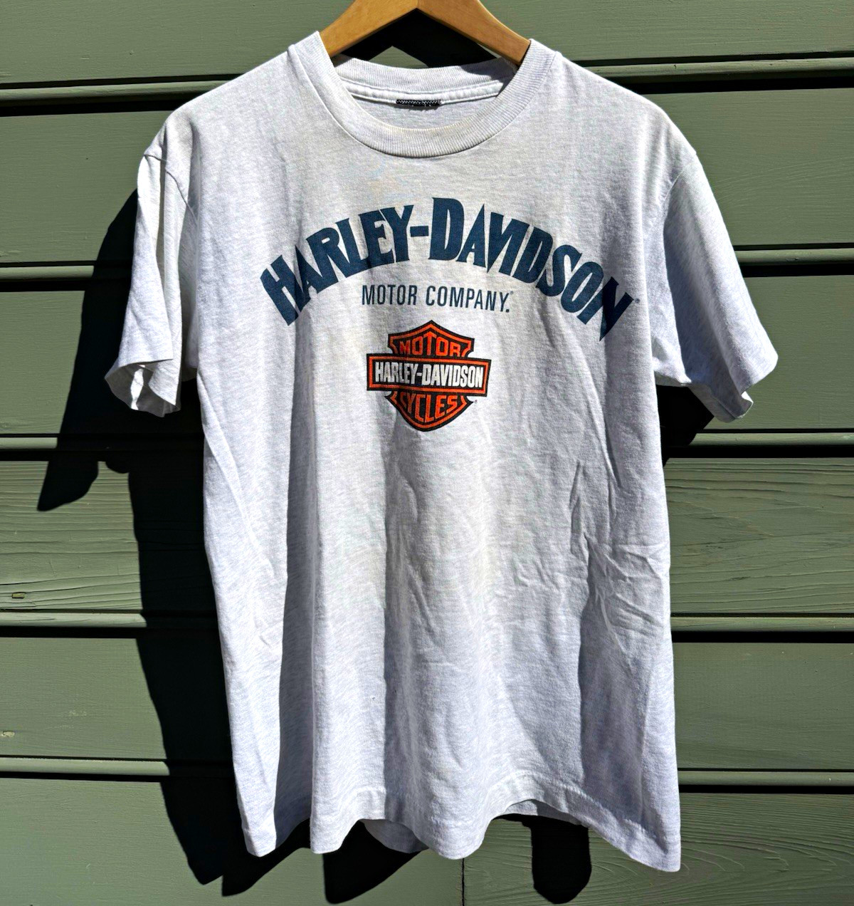 90’sVintage Harley Davidson Motor Company Bar and Shield Logo T-Shirt Gray Large