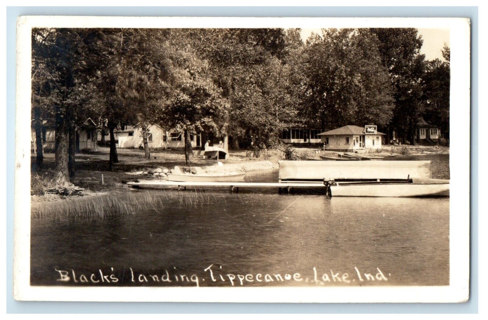 1939 Black\'s Landing Coca Cola Tippecanoe Lake Indiana IN RPPC Photo Postcard