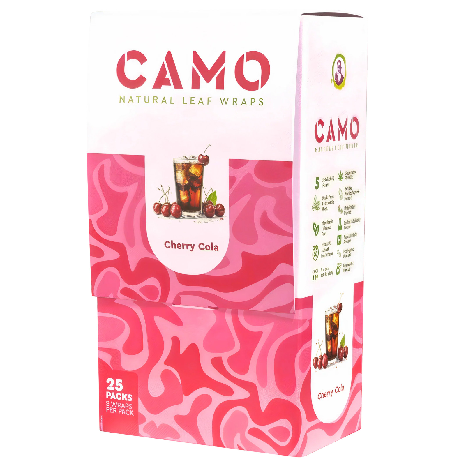 Camo Wraps Natural Leaf Cherry Cola Herbal Rolling (Full Box of 25 Pouches) Camo Wraps Natural Leaf Cherry Cola Herbal Rolling (Full Box of 25 Pouches)