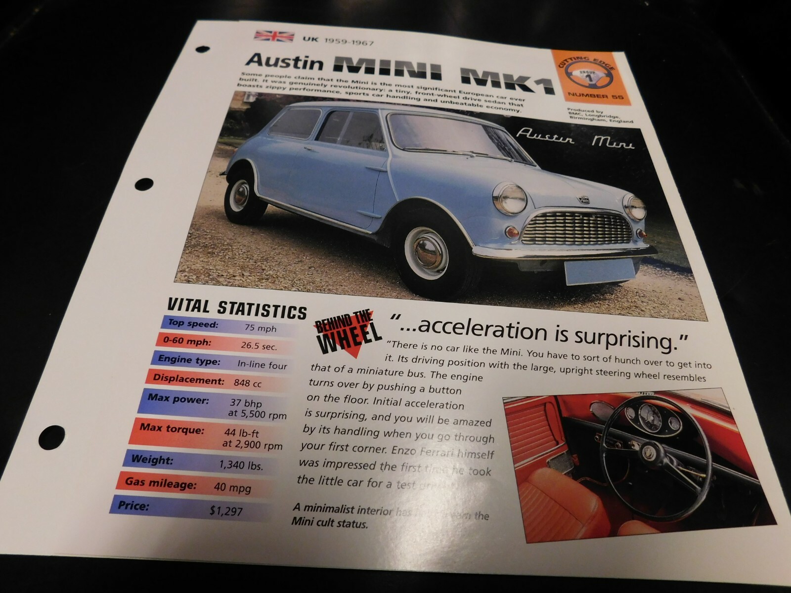1959-1967 Austin Mini MK1 Spec Sheet Brochure Photo Poster 60 61 62 63 64 65 66 1959-1967 Austin Mini MK1 Spec Sheet Brochure Photo Poster 60 61 62 63 64 65 66