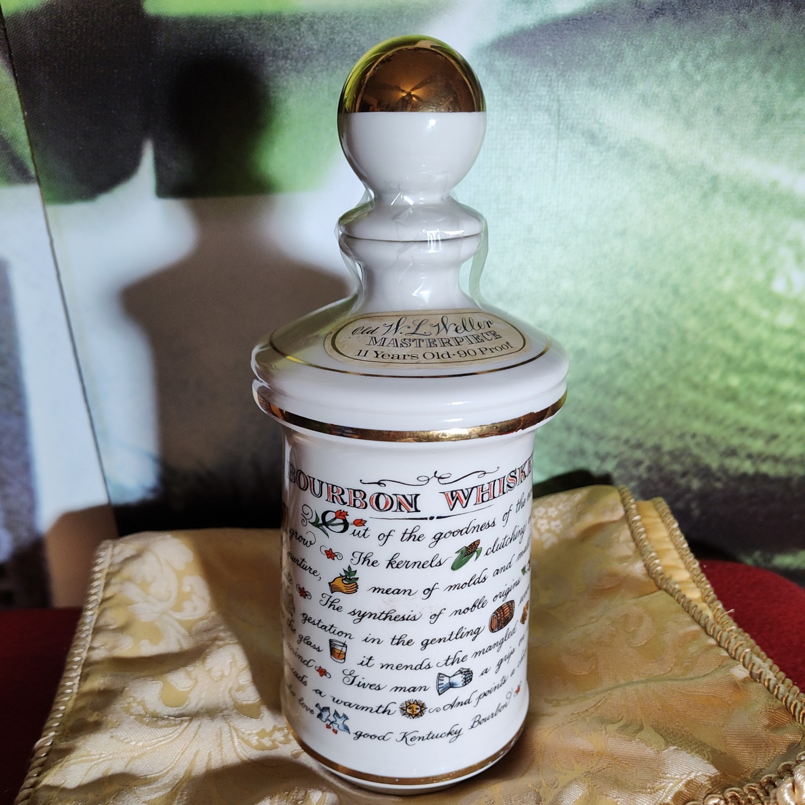 W. L. Weller Masterpiece Porcelain Bourbon Bottle Decanter 11 Yr 90 Proof Quart W. L. Weller Masterpiece Porcelain Bourbon Bottle Decanter 11 Yr 90 Proof Quart