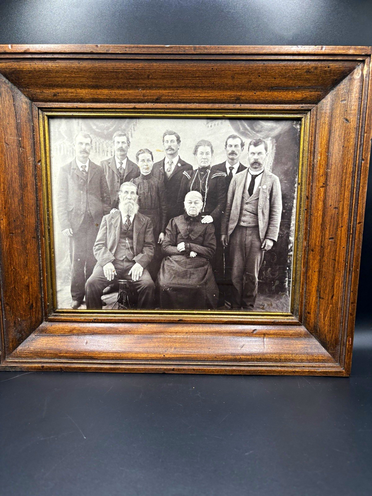 Antique Framed Black & White Family Portrait Photograph, Morris Family Portrait Antique Framed Black & White Family Portrait Photograph, Morris Family Portrait