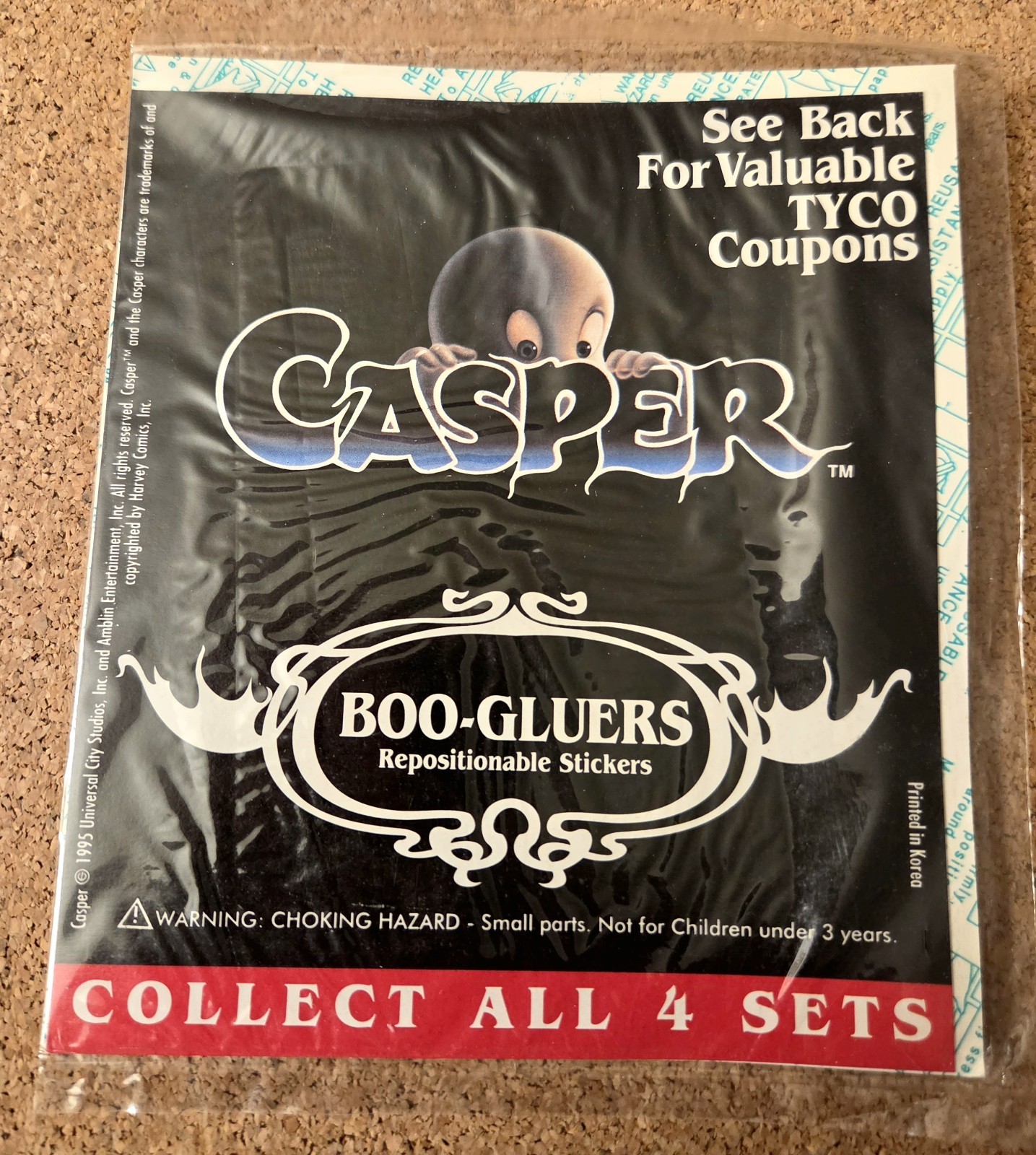 1995 VTG SEALED Casper Glow In the Dark Stickers Pizza Hut Promotional Sheet 1995 VTG SEALED Casper Glow In the Dark Stickers Pizza Hut Promotional Sheet