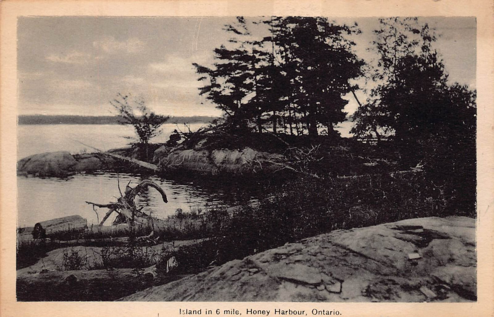 Honey Harbour Harbor Canada Georgian Bay Picnic Island 1940s Vtg Postcard A33