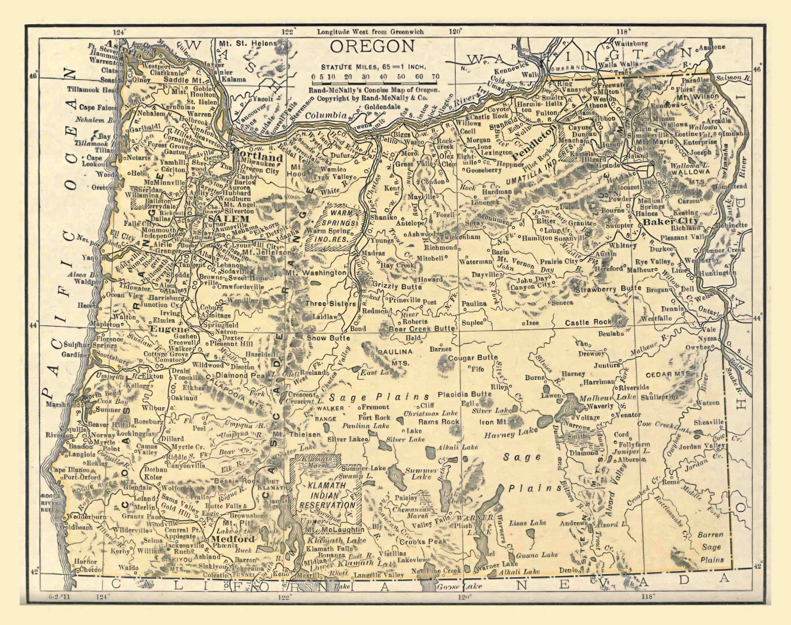 Map of OREGON from 1912 - 8.5 x 11 Inch Photo Reprint Map of OREGON from 1912 - 8.5 x 11 Inch Photo Reprint
