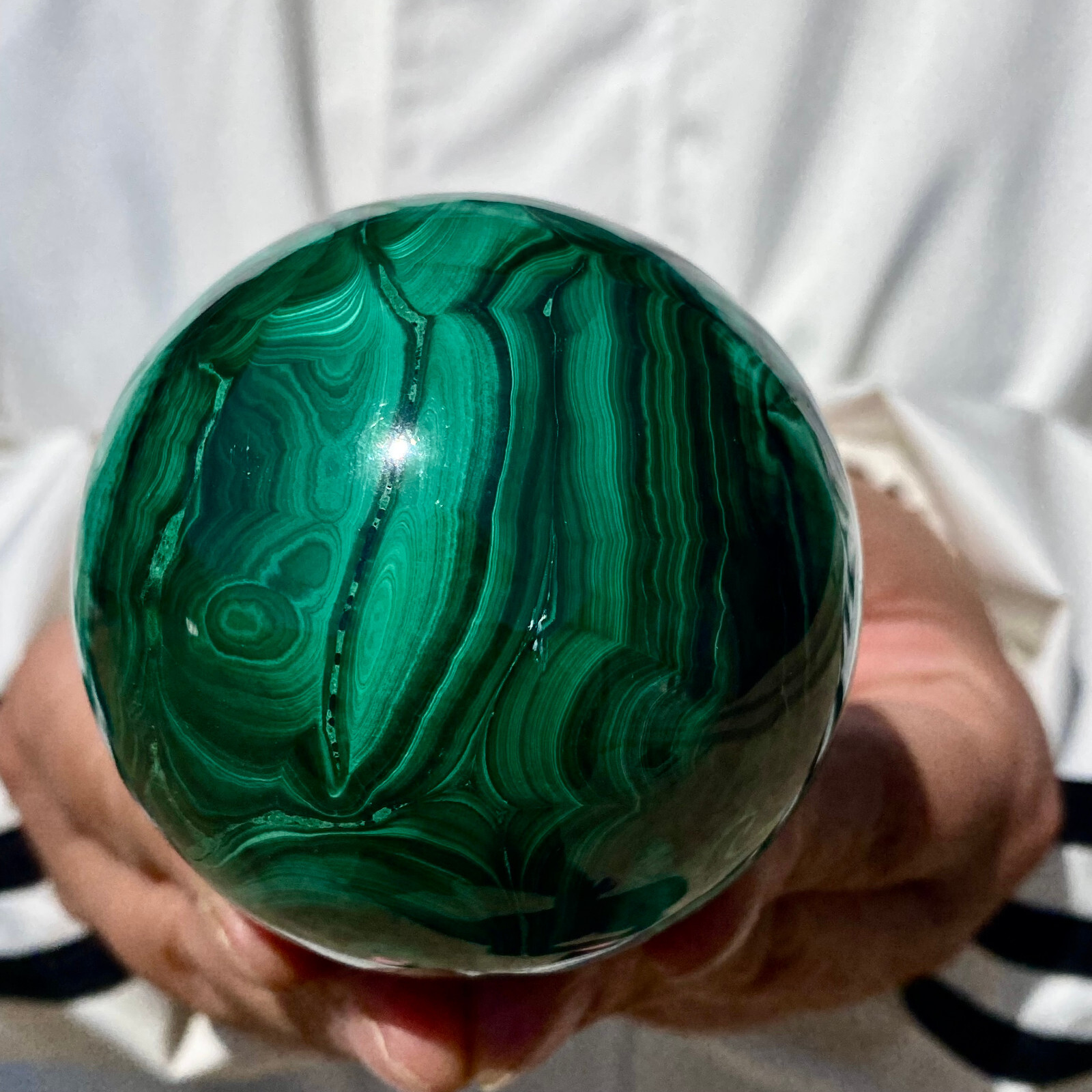 1.4LB Rare Natural Malachite quartz hand Carved sphere Crystal Healing polishing 1.4LB Rare Natural Malachite quartz hand Carved sphere Crystal Healing polishing