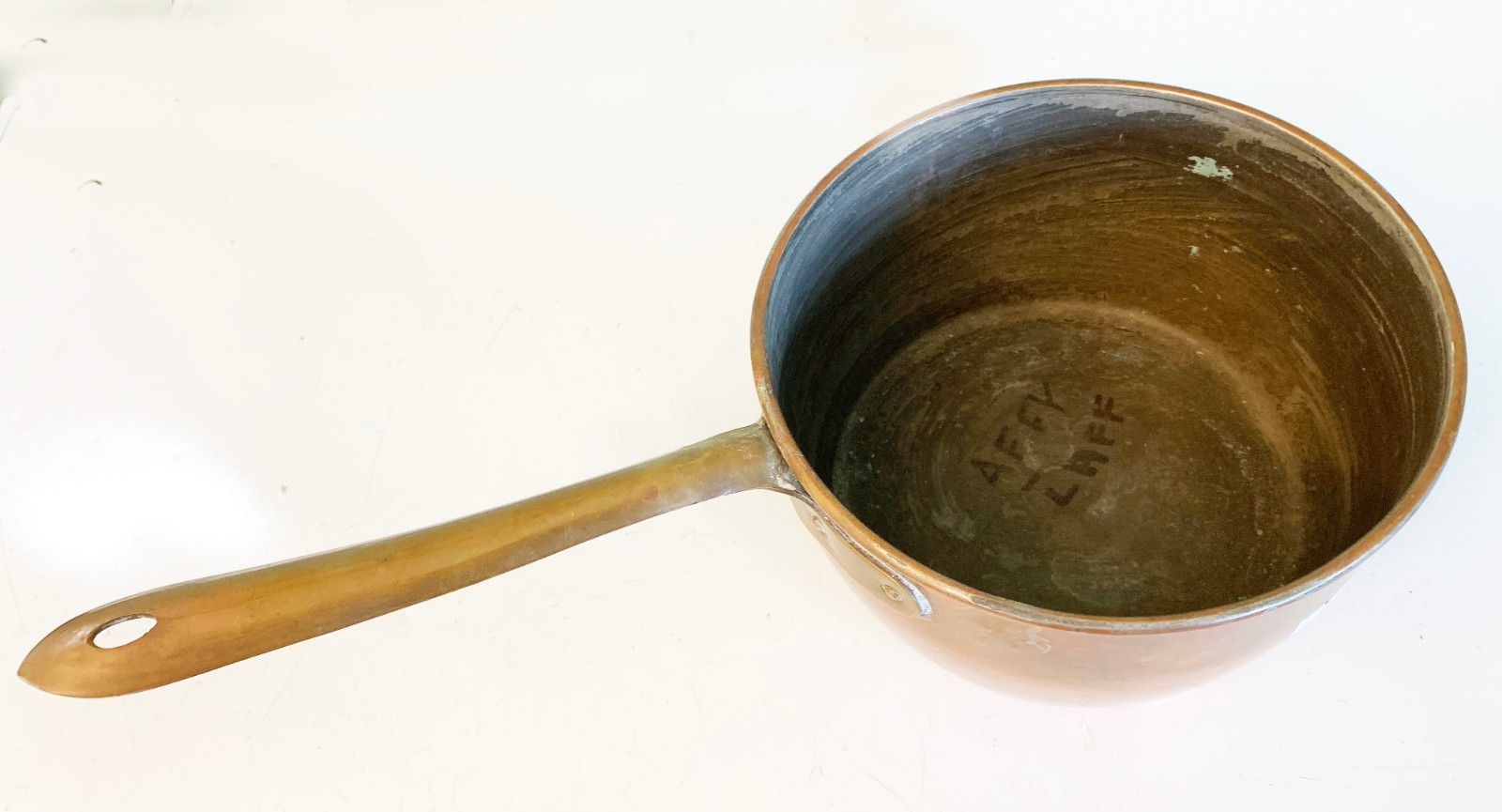Antique Copper Pot Pan w Brass Handle d 8 Antique Copper Pot Pan w Brass Handle d 8