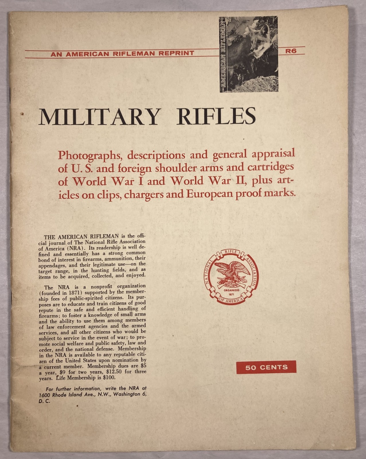 MILITARY RIFLES. American Rifleman Reprint. WW1 & WW2 Rifles. Vintage c.1961.
