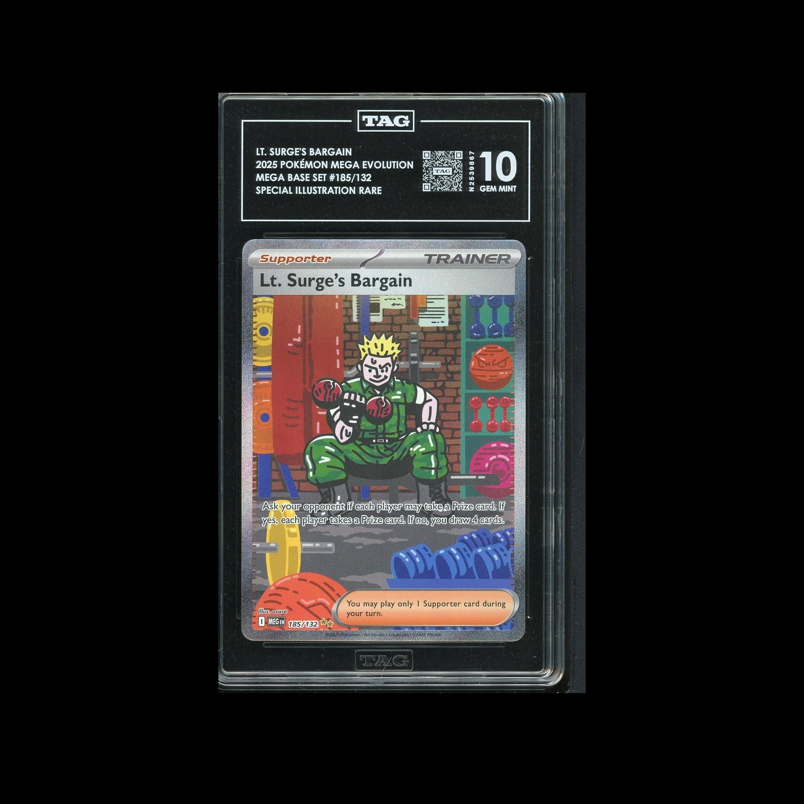 Lt. Surge's Bargain - Mega Evolutions 185/132 TAG 10 Lt. Surge's Bargain - Mega Evolutions 185/132 TAG 10