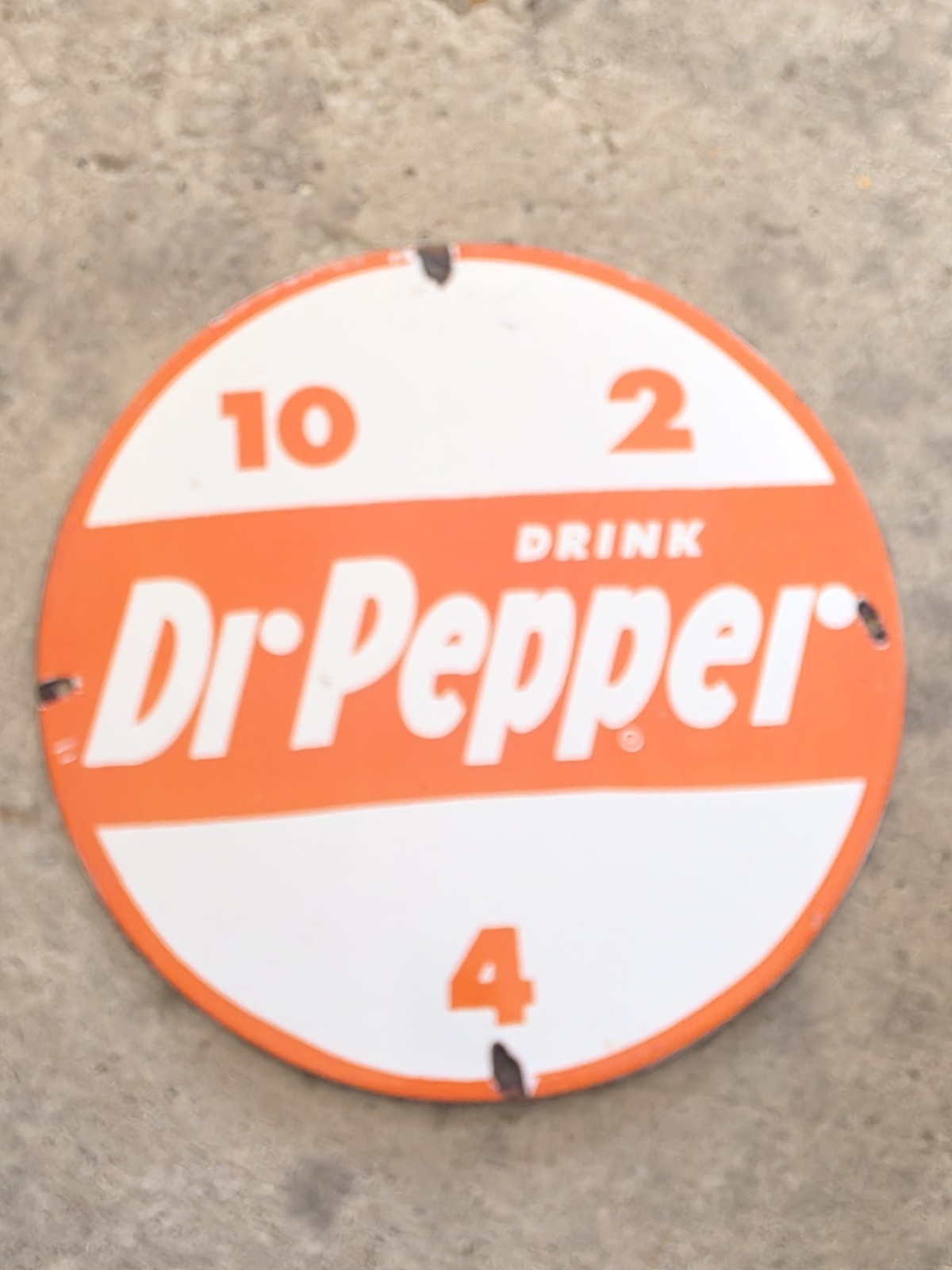VINTAGE DR.PEPPER PORCELAIN SIGN GAS,OIL STATION PUMP PLATE COCA COLA 12\