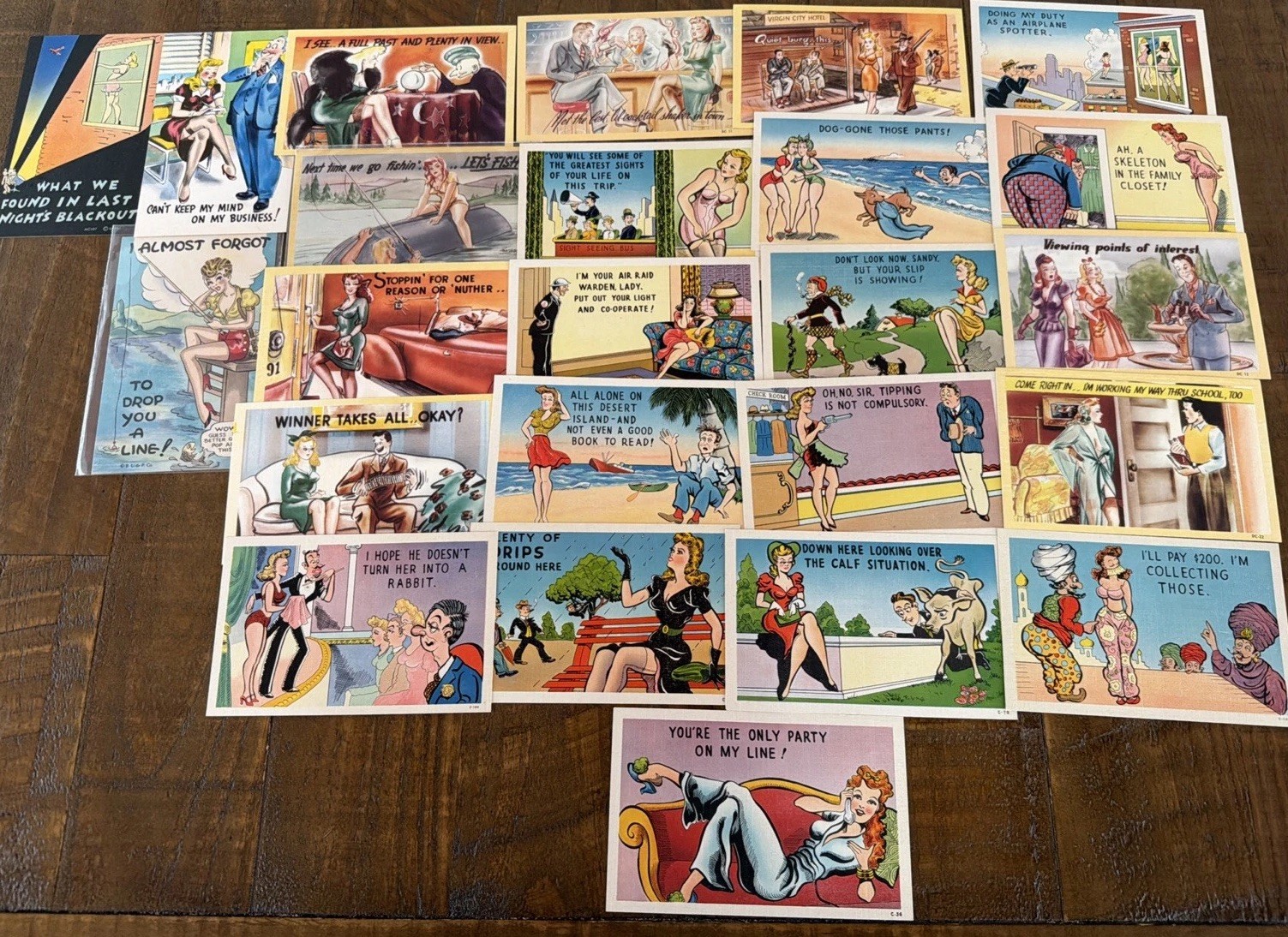 Lot of 23 Risque Sexy Vintage Comic Linen Postcards~Funny Humor~Unused~s374 Lot of 23 Risque Sexy Vintage Comic Linen Postcards~Funny Humor~Unused~s374