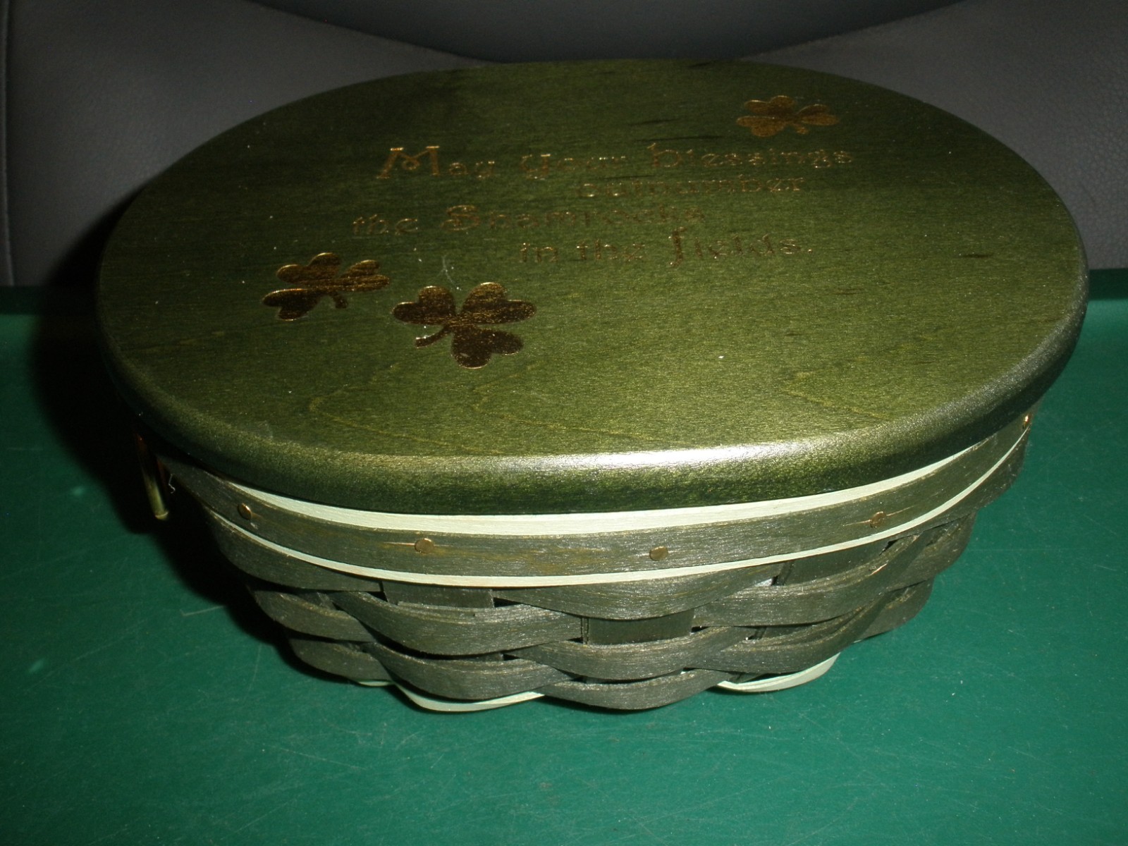 Longaberger St Patrick's Day Irish Fields of Clover Basket Combo with Lid