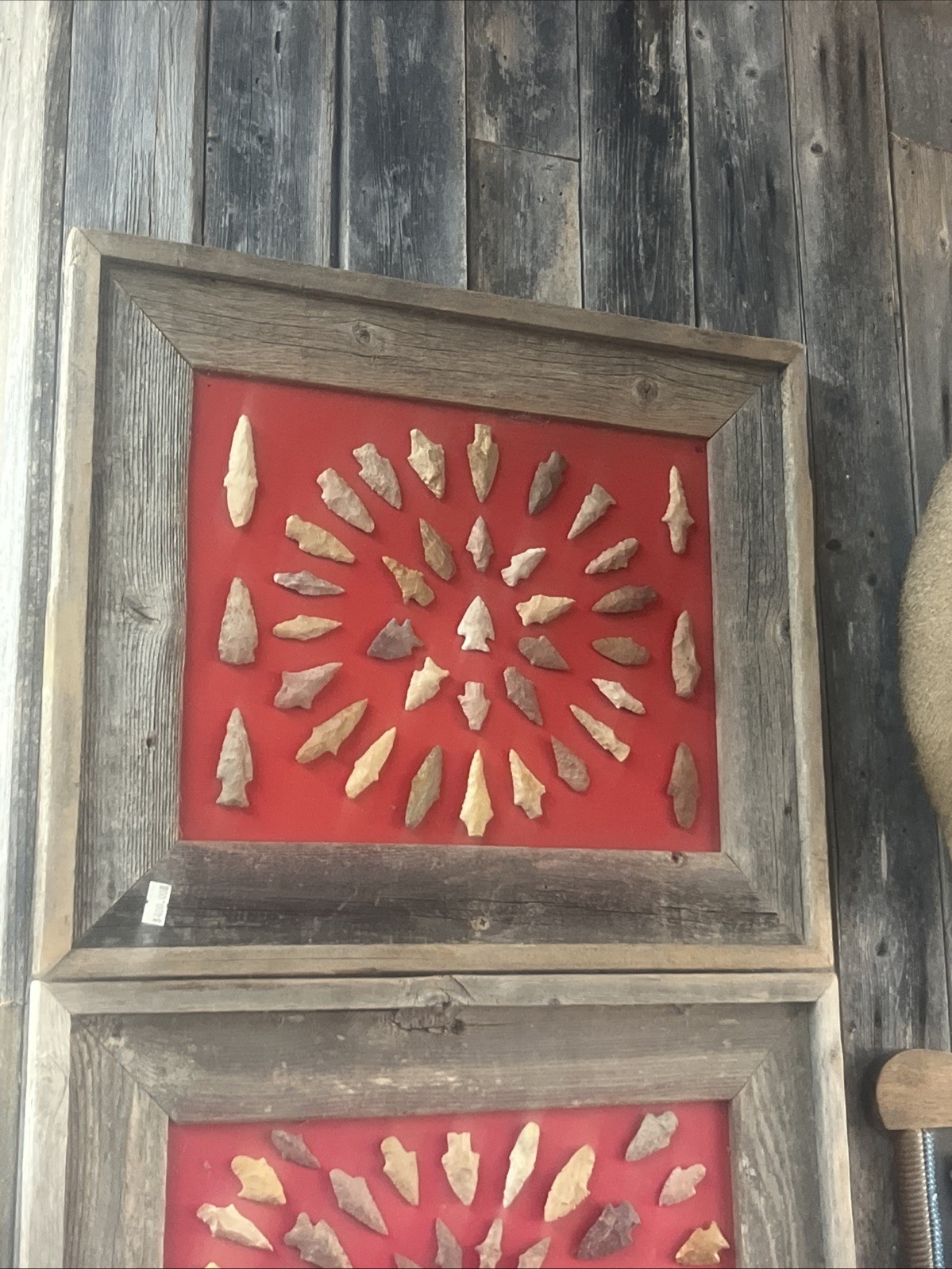 Framed Stone Arrowhead Projectile Point Collection Rustic Wood Display Case Framed Stone Arrowhead Projectile Point Collection Rustic Wood Display Case