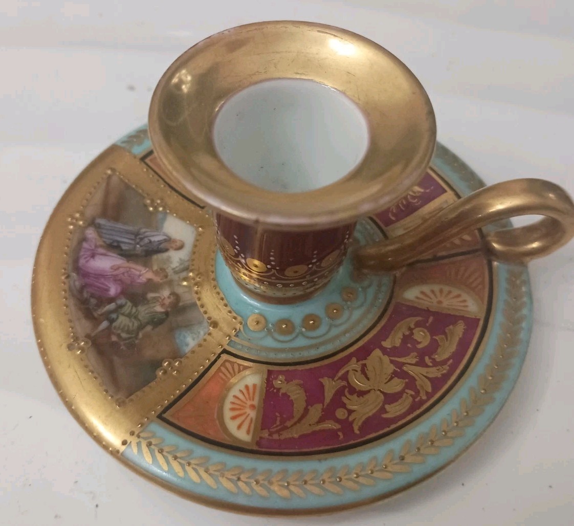 Antique Dresden Hand Painted Candlestick