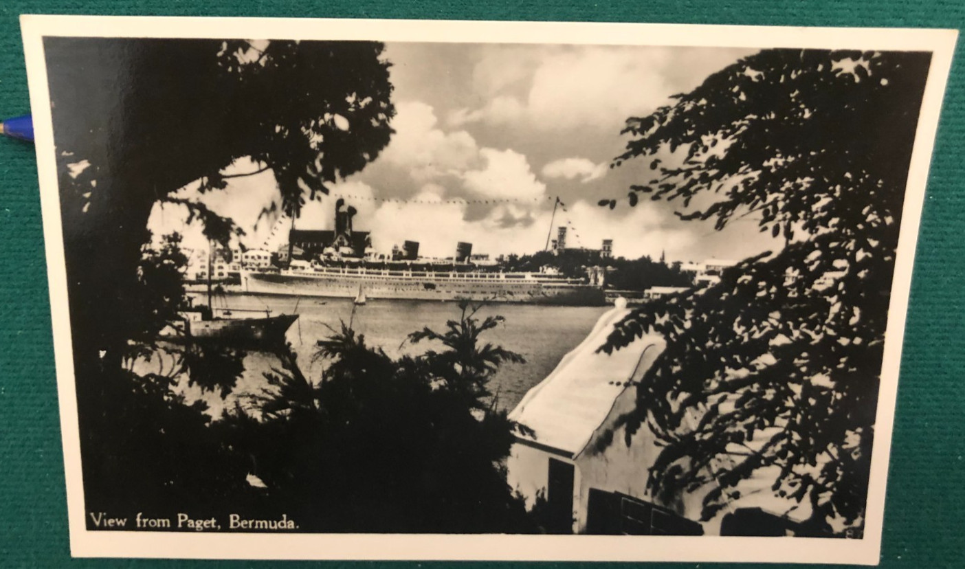 Vintage Photo Postcard View from Paget Bermuda Cruise Ships