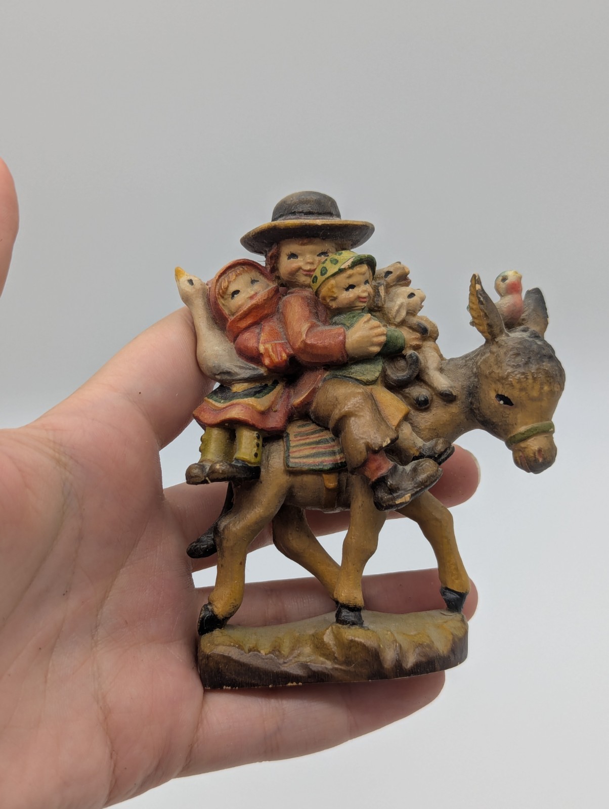 ANRI Ferrandiz Wood Carving “ Riding Through The Rain” Figurine TLC BROKEN