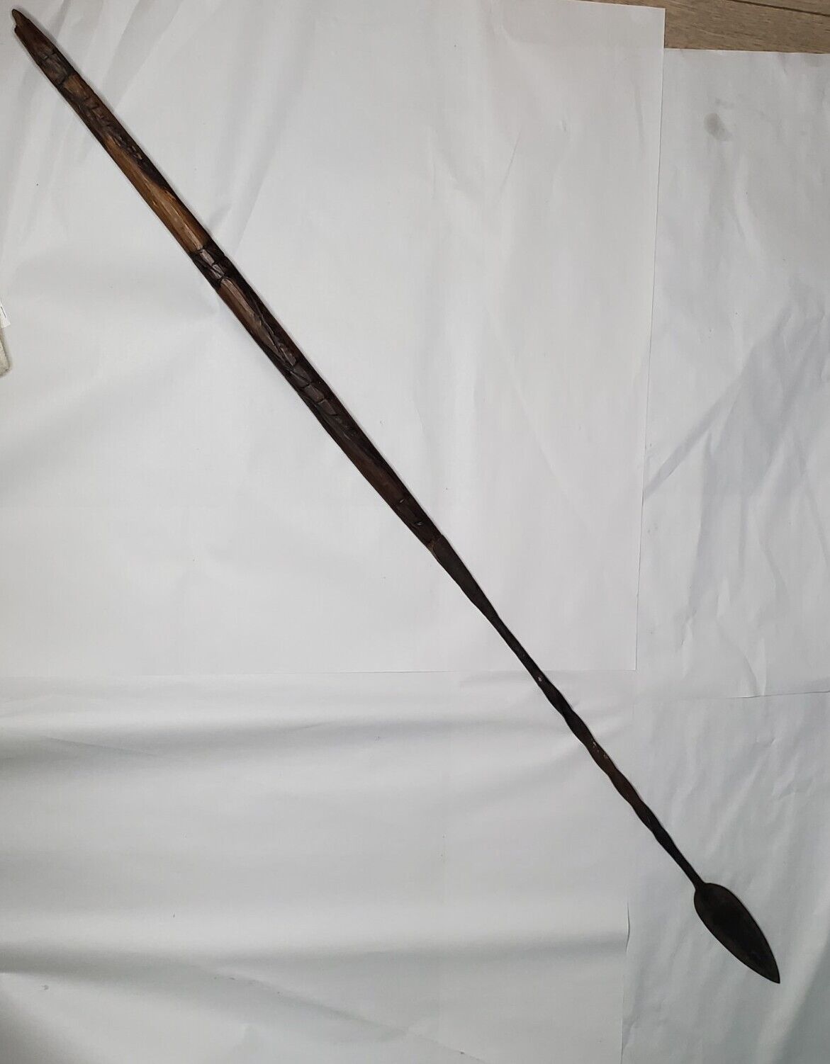 Vintage Zulu Spear IronAnd Hand Carved Wood