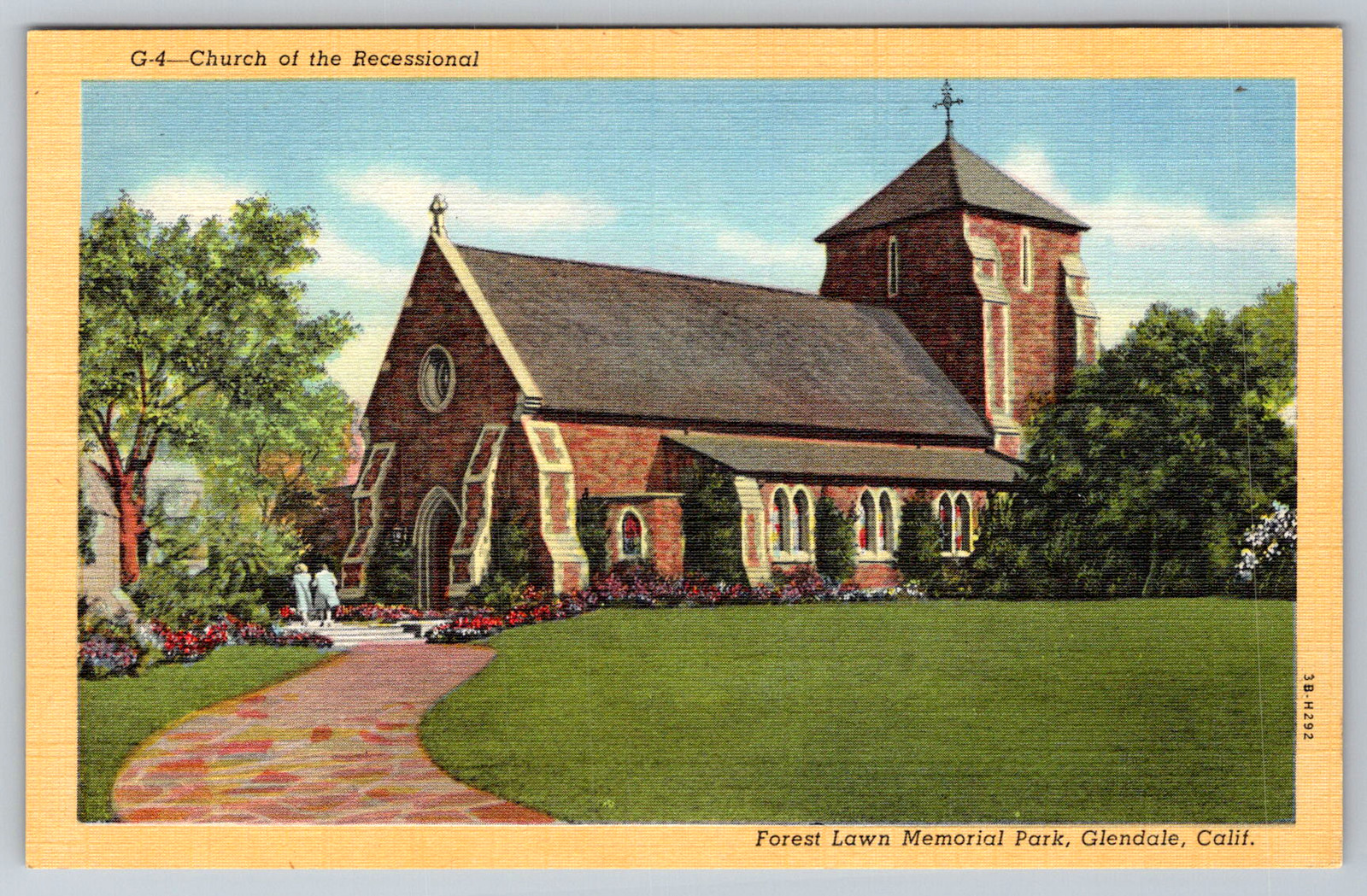 c1940s Church of Recessional Forest Lawn Glendale CA Postcard