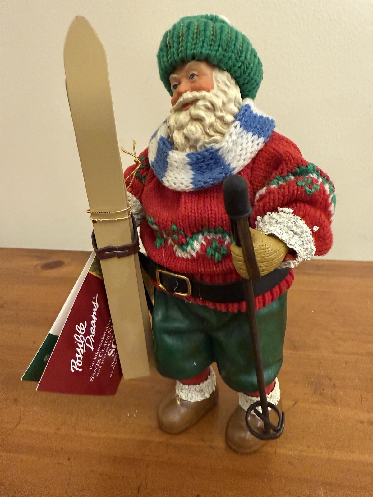 1993 Clothtique Ski Santa Skiing Possible Dreams Christmas Ornament Figure